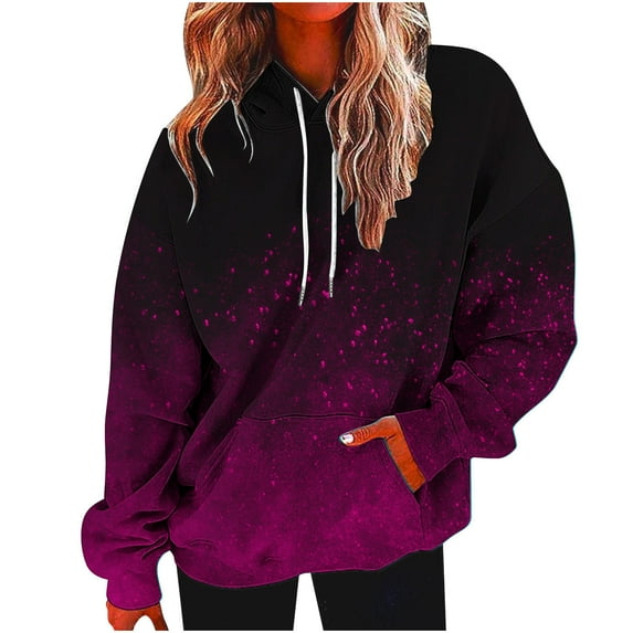 Oversized Sweatshirts for Women Loose Fit Fall Pullover Tops Neon Print Drawstring Hoodies Cute Trendy Clothes 2025