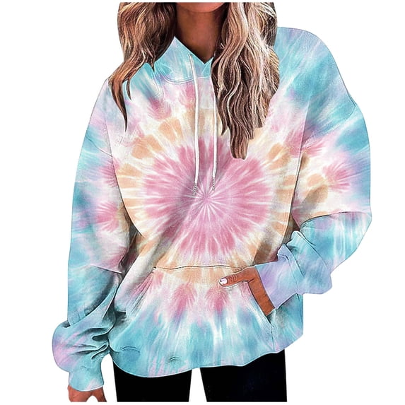Oversized Sweatshirts for Women Loose Fit Fall Pullover Tops Tie-dye Print Drawstring Hoodies Cute Trendy Clothes 2025