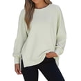 thumbnail image 1 of Oversized Sweatshirts for Women Solid Color Long Sleeve Round Neck Side Zipper Tunic Tops Casual Turtleneck Pullover tops Casual Loose Shirts, 1 of 9
