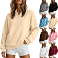 thumbnail image 1 of Oversized Sweatshirts for Women zip up Collar Quarter Zip Long Sleeved Loose Hoodie Top Jacket, 1 of 8