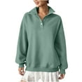 thumbnail image 1 of Oversized Sweatshirts with Hood Womens Comfy Loose Cotton Button up Lapel Collar Pullover Fall Winter Tops (XL, Green), 1 of 7