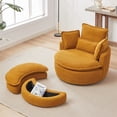 thumbnail image 1 of Oversized Swivel Accent Barrel Chair with Moon Storage Ottoman and 4 Pillows, 38"W Modern Chenille Upholstered Chaise Lounge Chair Leisure Round Cuddle Sofa Chair for Living Room, Yellow, 1 of 7