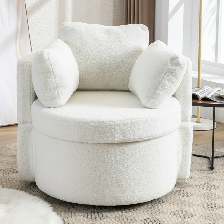 Oversized Swivel Accent Barrel Chair with Storage Club 360 Degree Oversized Single Swivel Barrel Chair Modern Leisure Arm Chair with Head Back