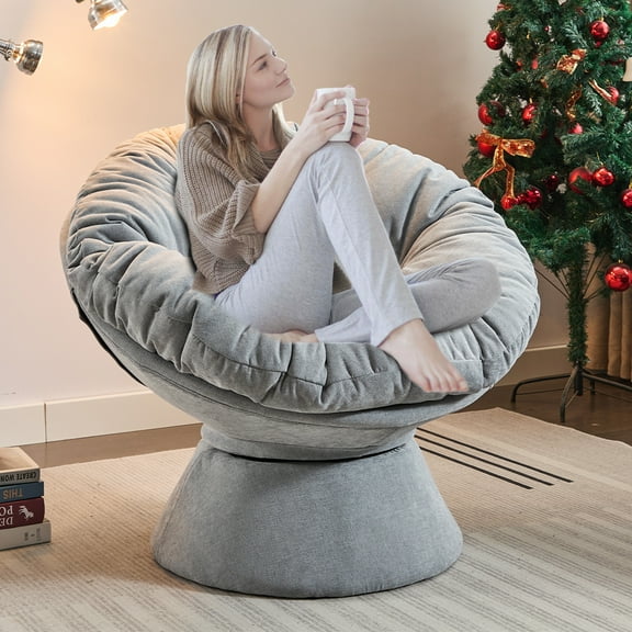 Oversized Swivel Accent Chair, 360 Swivel Barrel Chair, Papasan Chair for Living Room Bedroom