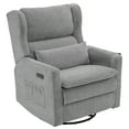 thumbnail image 1 of Oversized Swivel Rocker Recliner Chair, 26" Extra Wide Glider Nursery Chair with Adjustable Headrest, Chenille Power Recliner Rocking with Double Cushion, Cup Holder, Grey, 1 of 10