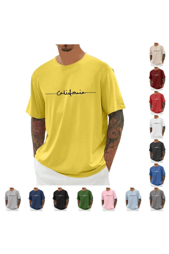 Oversized T Shirt Men's Summer T Shirt Crew Neck Short Sleeve T Shirt With City Print Basic Shirts Men Loose Casual Shirts Sports Shirts T Shirt Men Pack Mod Bod Tops Shirts for Big Men