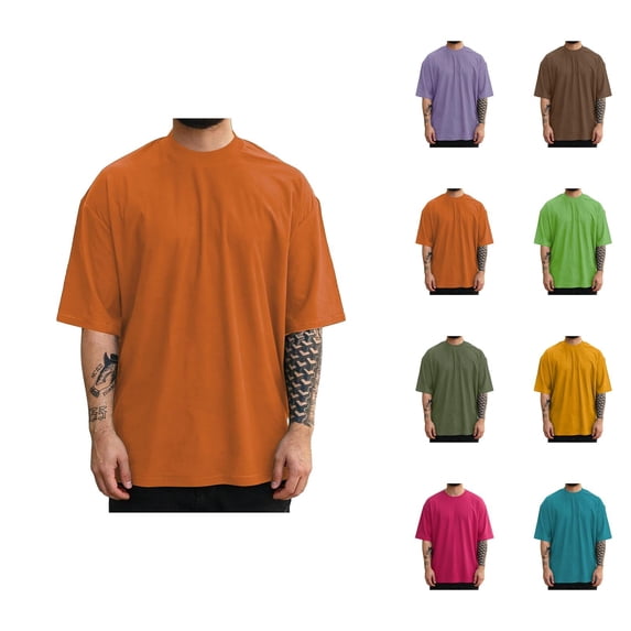 Oversized T Shirt Short Sleeve Drop Shoulder Loose Fit Mens T Shirt Crewneck Casual Basic Tops