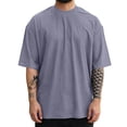 thumbnail image 1 of Oversized T Shirt Short Sleeve Drop Shoulder Loose Fit Mens T Shirt Crewneck Casual Basic Tops, 1 of 4