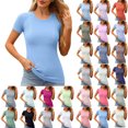 thumbnail image 1 of Oversized T-Shirt for Women Seamless Workout Crew Neck Raglan Short Sleeve Compression Slim Fit Yoga Athletic Tee Sweat Wicking Base Layer Top for Everyday Layered Outfits, 1 of 6