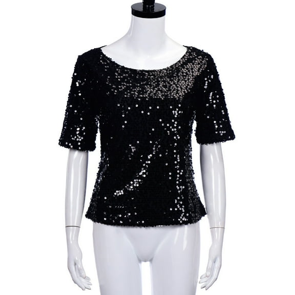 Oversized T Shirts For Women Workout Sequins Sparkle Coctail Party Casual Blouse Crop Womens Tops Casual