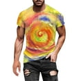 thumbnail image 1 of Oversized T Shirts for Men Men's Trendy Summer Neckline T-shirt Printed Pattern Short Sleeve Shirts for Men Mens White Tee Shirts Mens Workout Shirts on Sales Yellow 3XL, 1 of 5