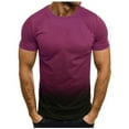 thumbnail image 1 of Oversized T-Shirts Mens Short Sleeve Gradient Tops Round Neck Slim Fit Workout Tops Plus Size Tees Casual Tee Shirts Purple,XL, 1 of 5