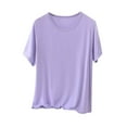 thumbnail image 1 of Oversized T-Shirts Sevevn Women's Fashion Oversize Casual Round Neck Solid Color Short Sleeve Blouse, 1 of 6
