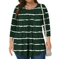 thumbnail image 1 of Oversized T-Shirts Sevevn Women's Plus Size Striped T-Shirt Three Quarter Sleeves Round Neck Top, 1 of 6