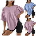 thumbnail image 1 of Oversized T Shirts Women Crew Neck Fitted Shirt Basic Short Sleeves Summer Classic Tee Plus Size Shirts Curvy Women Pink XXL, 1 of 5