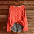 thumbnail image 1 of Oversized T Shirts for Women Heart Bow Printed Crew Neck Valentine's Day T Shirt Loose Fit Soft Brushed Casual Comfortable Top Spring Fall Basic Blouses Vacation Clothes, 1 of 3