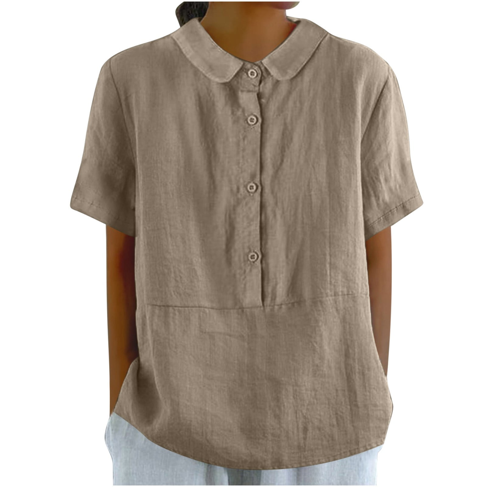 Oversized T Shirts for Women Loose Fit Cotton Linen Ladies Tops Short