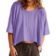 thumbnail image 1 of Oversized T-Shirts Womens Cropped Casual Short Sleeve Loose Fit Tee Tops, 1 of 4