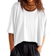 thumbnail image 1 of Oversized T-Shirts Womens Cropped Casual Short Sleeve Loose Fit Tee Tops, 1 of 6