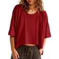 thumbnail image 1 of Oversized T-Shirts Womens Cropped Casual Short Sleeve Loose Fit Tee Tops, 1 of 5