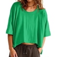 thumbnail image 1 of Oversized T-Shirts Womens Cropped Casual Short Sleeve Loose Fit Tee Tops, 1 of 4
