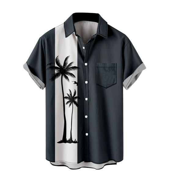 Oversized T Shirts for Men Men's Summer Trendy Hawaiian Style Short Sleeve Casual Shirts Mens Shirts T Shirts for Men Fashion Mens Shirts Navy,L