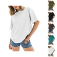 thumbnail image 1 of Oversized T Shirts for Women 2025 Short Sleeve Crewneck Loose Fit Plain Basic Tshirt Womens T Shirts, 1 of 5