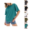 thumbnail image 1 of Oversized T Shirts for Women 2026 Summer Short Sleeve Casual Crewneck Basic Plain Tshirt Blouse Tunic Top, 1 of 5