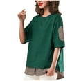 thumbnail image 1 of Oversized T Shirts for Women Crew Neck Short Sleeve Casual Tops Loose Fit Solid Color Soft Basic Blouses Tees (4XL, Green), 1 of 6