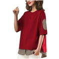 thumbnail image 1 of Oversized T Shirts for Women Crew Neck Short Sleeve Casual Tops Loose Fit Solid Color Soft Basic Blouses Tees (XL, Red), 1 of 6