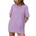 thumbnail image 1 of Oversized T Shirts for Women Fashion Crewneck Short Sleeve Basic Tees Loose Comfy Cute Blouses Y2k Summer Tops Shirts Purple XXL, 1 of 9