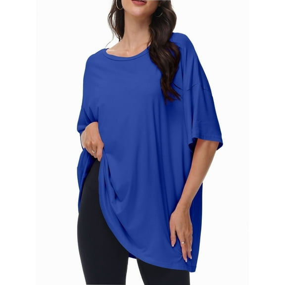 Women's Oversized Short Sleeve Crewneck T-Shirt - Casual Basic Tee, Summer Comfort Top, Relaxed Fit Shirt