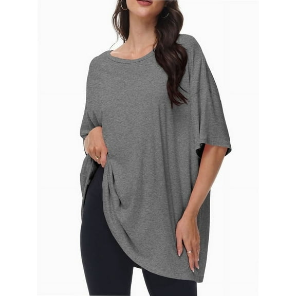 Oversized T Shirts for Women Short Sleeve Crewneck Summer Tops Loose Casual Mama Shirts Basic Tee