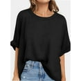 thumbnail image 1 of Oversized T Shirts for Women Short Sleeve Loose Fit Crewneck Summer Tops Casual Basic Rolled Sleeves Tee Shirt, 1 of 6