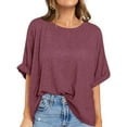 thumbnail image 1 of Oversized T Shirts for Women Short Sleeve Loose Fit Crewneck Summer Tops Casual Basic Rolled Sleeves Tee Shirt, 1 of 6