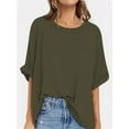 thumbnail image 1 of Oversized T Shirts for Women Short Sleeve Loose Fit Crewneck Summer Tops Casual Basic Rolled Sleeves Tee Shirt, 1 of 6