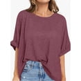 thumbnail image 1 of Oversized T Shirts for Women Short Sleeve Loose Fit Crewneck Summer Tops Casual Basic Rolled Sleeves Tee Shirt, 1 of 6