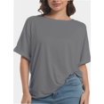 thumbnail image 1 of Oversized T Shirts for Women Short Sleeve Loose Fit Crewneck Summer Tops Casual Basic Rolled Sleeves Tee Shirt, 1 of 4