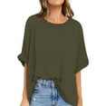 thumbnail image 1 of Oversized T Shirts for Women Short Sleeve Loose Fit Crewneck Summer Tops Casual Basic Rolled Sleeves Tee Shirt, 1 of 6