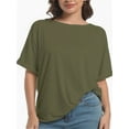 thumbnail image 1 of Oversized T Shirts for Women Short Sleeve Loose Fit Crewneck Summer Tops Casual Basic Rolled Sleeves Tee Shirt, 1 of 4