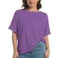 thumbnail image 1 of Oversized T Shirts for Women Short Sleeve Loose Fit Crewneck Summer Tops Casual Basic Rolled Sleeves Tee Shirt, 1 of 4