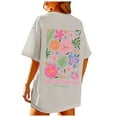 thumbnail image 1 of Oversized T Shirts for Women Summer Beach Flower Graphic Printed Short Sleeve Tops Casual Loose Fit Outfit Blouses, 1 of 6