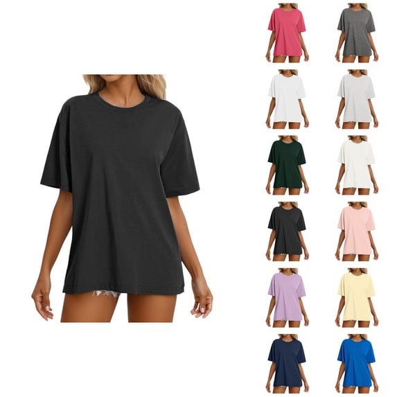 Oversized T Shirts for Women Summer Casual Soft Lightweight Short Sleeve Crewneck Basic Plain Tshirts Womens Tees