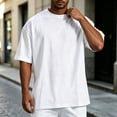thumbnail image 1 of Oversized T-shirts for Men Short Sleeve Heavyweight Basic Tee Tops Crewneck White XXXL, 1 of 4