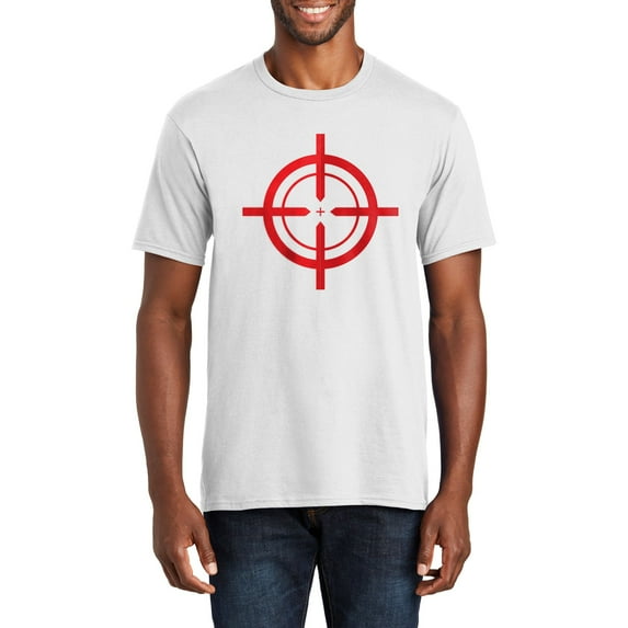 Oversized Target Crosshair Scope Graphic Men's Fan Favorite Crew Neck Tee Shirt - White 4XL
