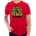 thumbnail image 1 of Oversized Teachers Are Heroes Phrase Graphic Design Short Sleeve Jersey T-Shirt - Red XL, 1 of 4
