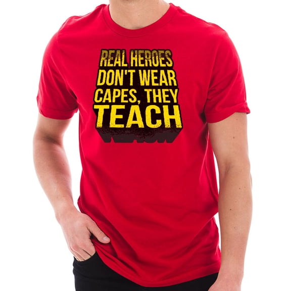 Oversized Teachers Are Heroes Phrase Graphic Design Short Sleeve Jersey T-Shirt - Red XL