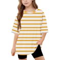 thumbnail image 1 of Oversized Tee Shirt for Kids Loose Fit T Shirts Short Sleeve Crew Neck Striped Graphic Tunic Tops for Teen Girl Boy, 1 of 7