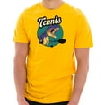 thumbnail image 1 of Oversized Tennis T-Rex Dinosaur Graphic Design Short Sleeve Cotton Jersey T-Shirt - Taxi Gold 2XL, 1 of 4