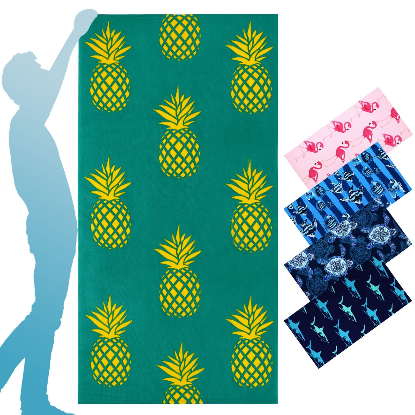 Oversized Terry Beach Towel 36 x 72 in Microfiber Soft Extra Large Long